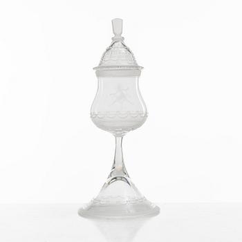 Simon Gate, An "Aurora" lidded glass cup, Orrefors, 1976.