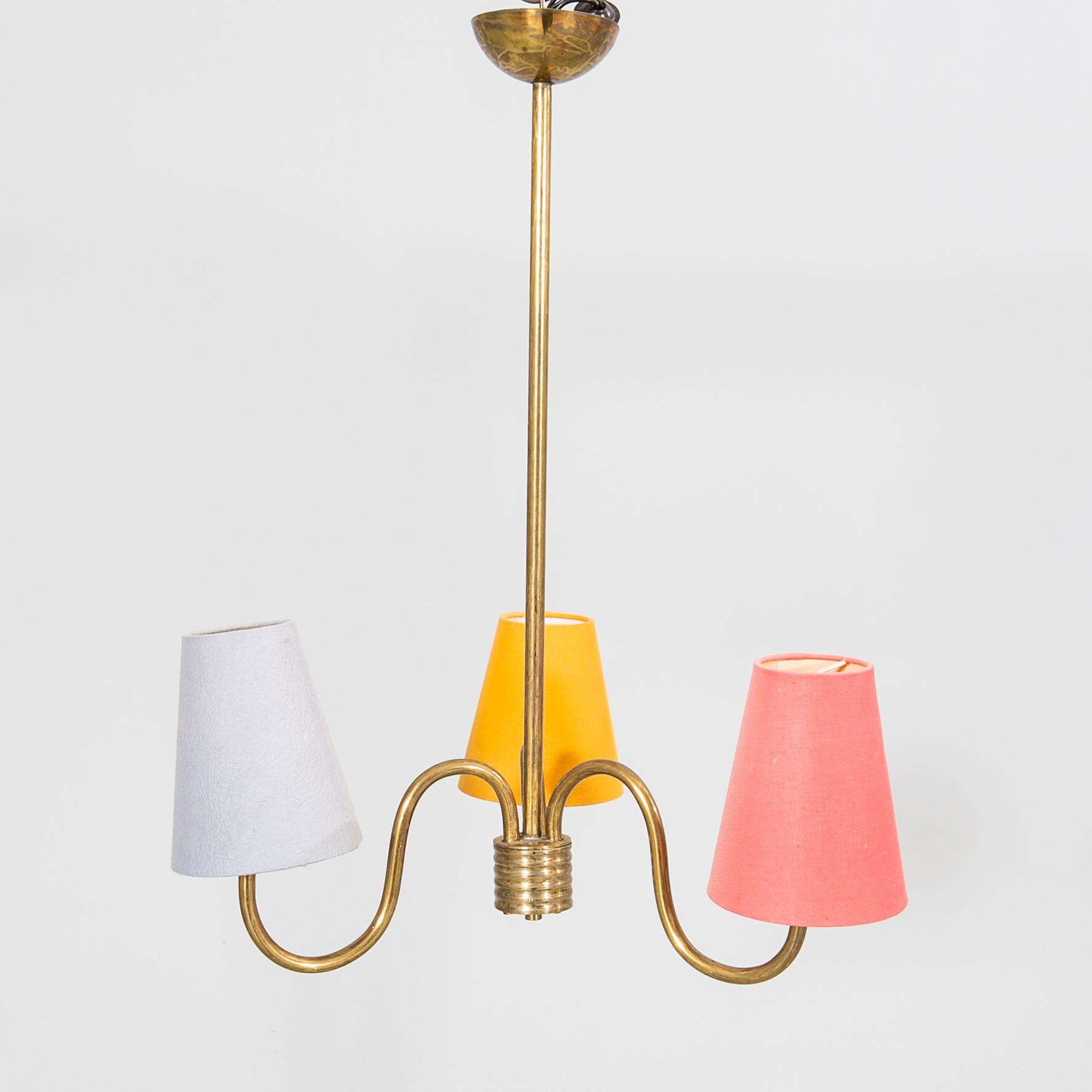 A 1940/50s brass ceiling pendant.