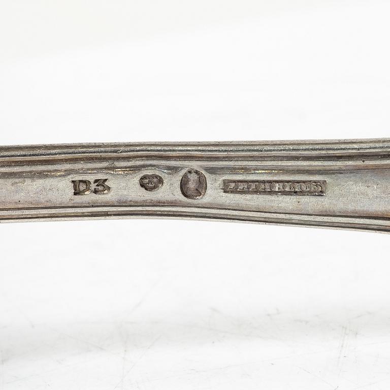 A collection of silver cutlery, various models, Petter Eneroth and Anders Lundqvist among others, 18th-20th century.