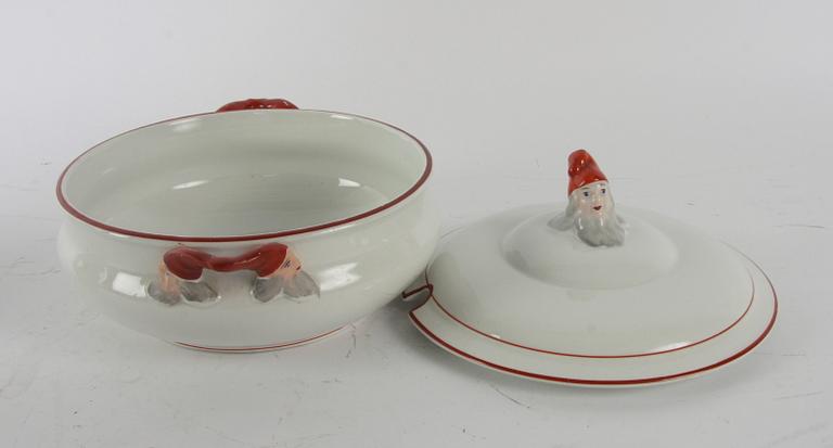 GRÖTSKÅL och KANNA, flintgods, Rörstrand.