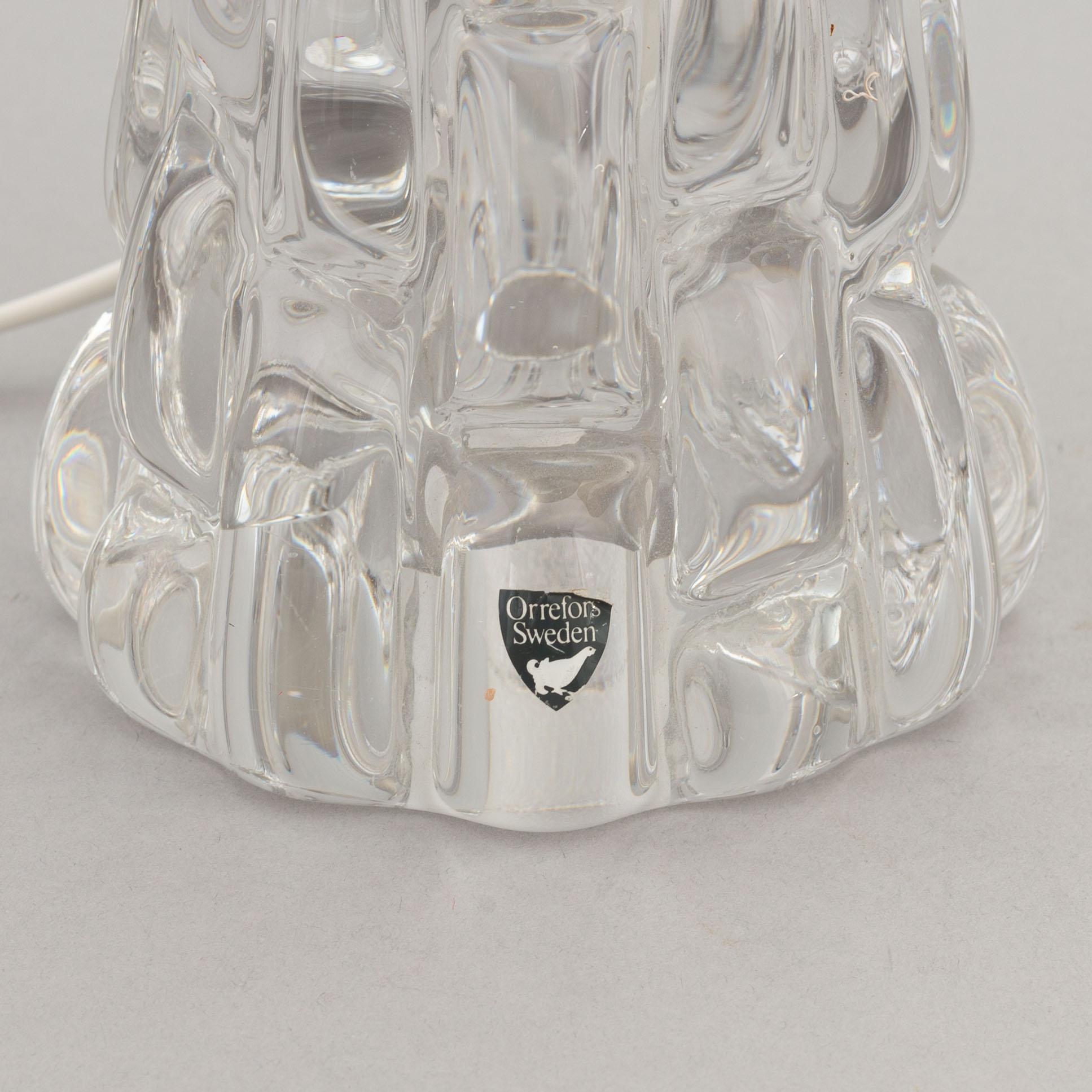 Carl Fagerlund, a matched pair of glass table lights, Orrefors.