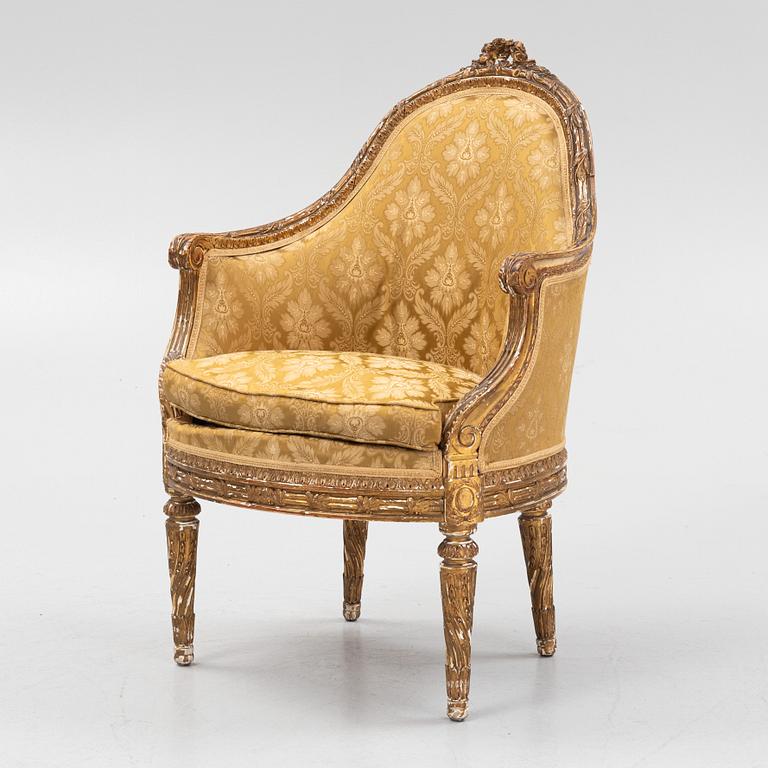 Bergère, Louis XVI-stil, märkt Charles Bernel, Paris, 1800-talets slut.