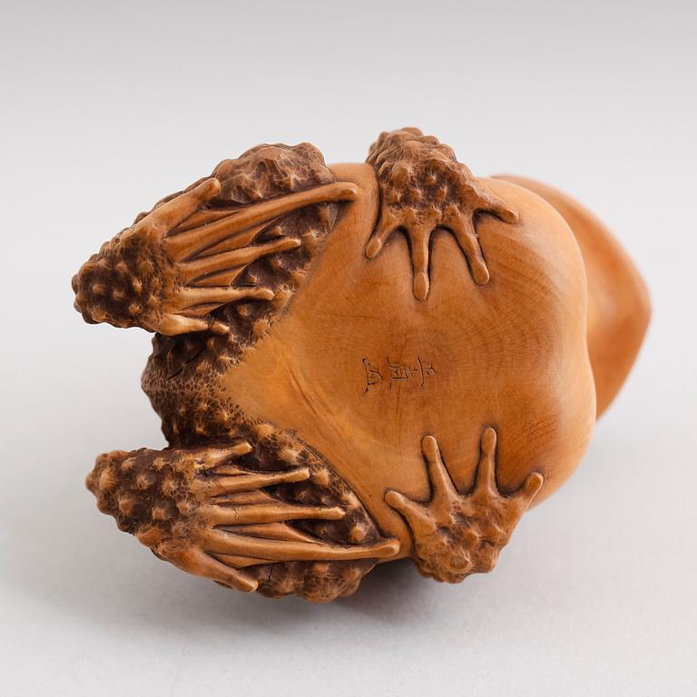 FIGUR, skulpterat trä, Japan, signerad,  Meji (1868-1912).