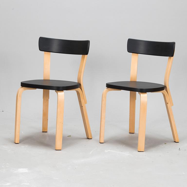 Alvar Aalto, stolar, ett par, modell 69, Artek 1950-60-tal.