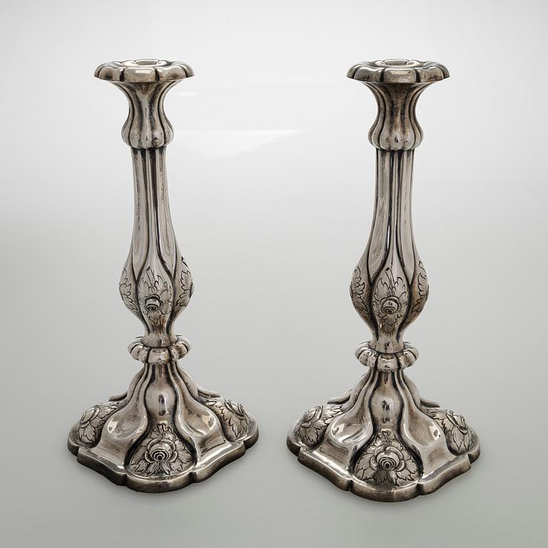 Candleholders, one, a pair, silver, Finnish import marks, 1933.