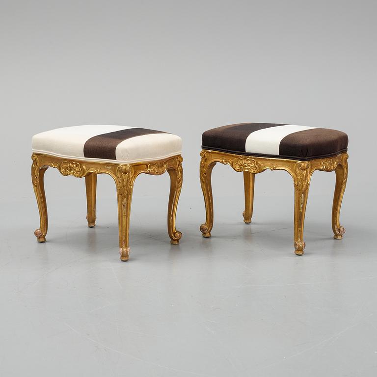 A pair of rococo style stools.