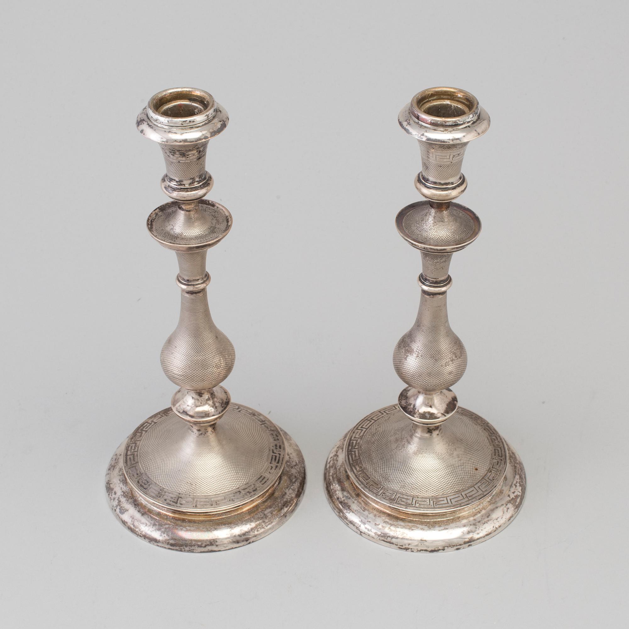 LARS LARSON & CO, ljusstakar, ett par, silver, Stockholm, 1869.