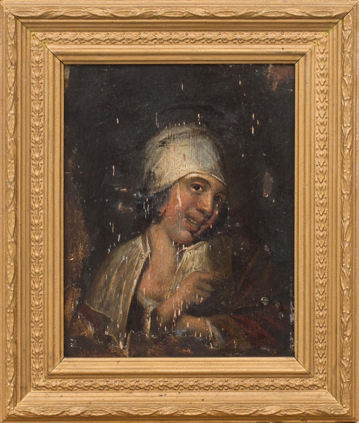 OKÄND KONSTNÄR, olja på pannå. 1700-tal.