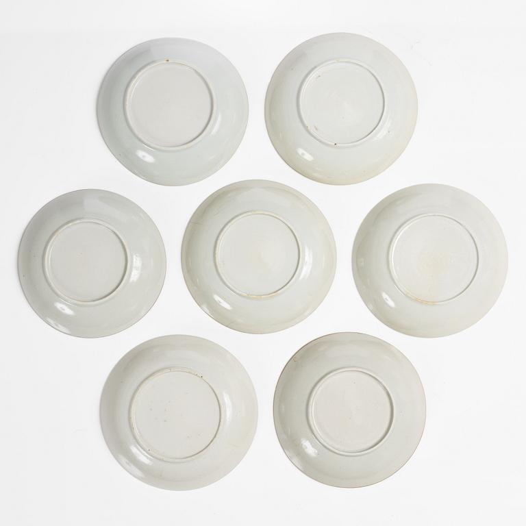 Tefat, 7 st, kompaniporslin, Kina, Qingdynastin, Jiaqing (1796-1820).
