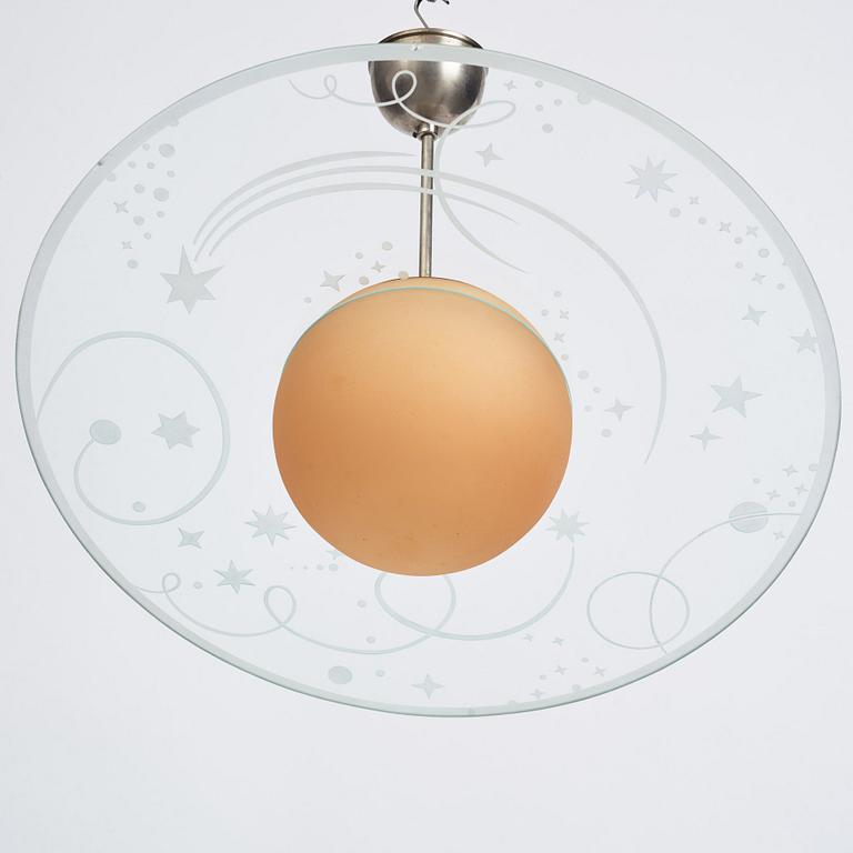 Edward Hald, a ceiling lamp model "HD 711/712", Orrefors, 1930s.