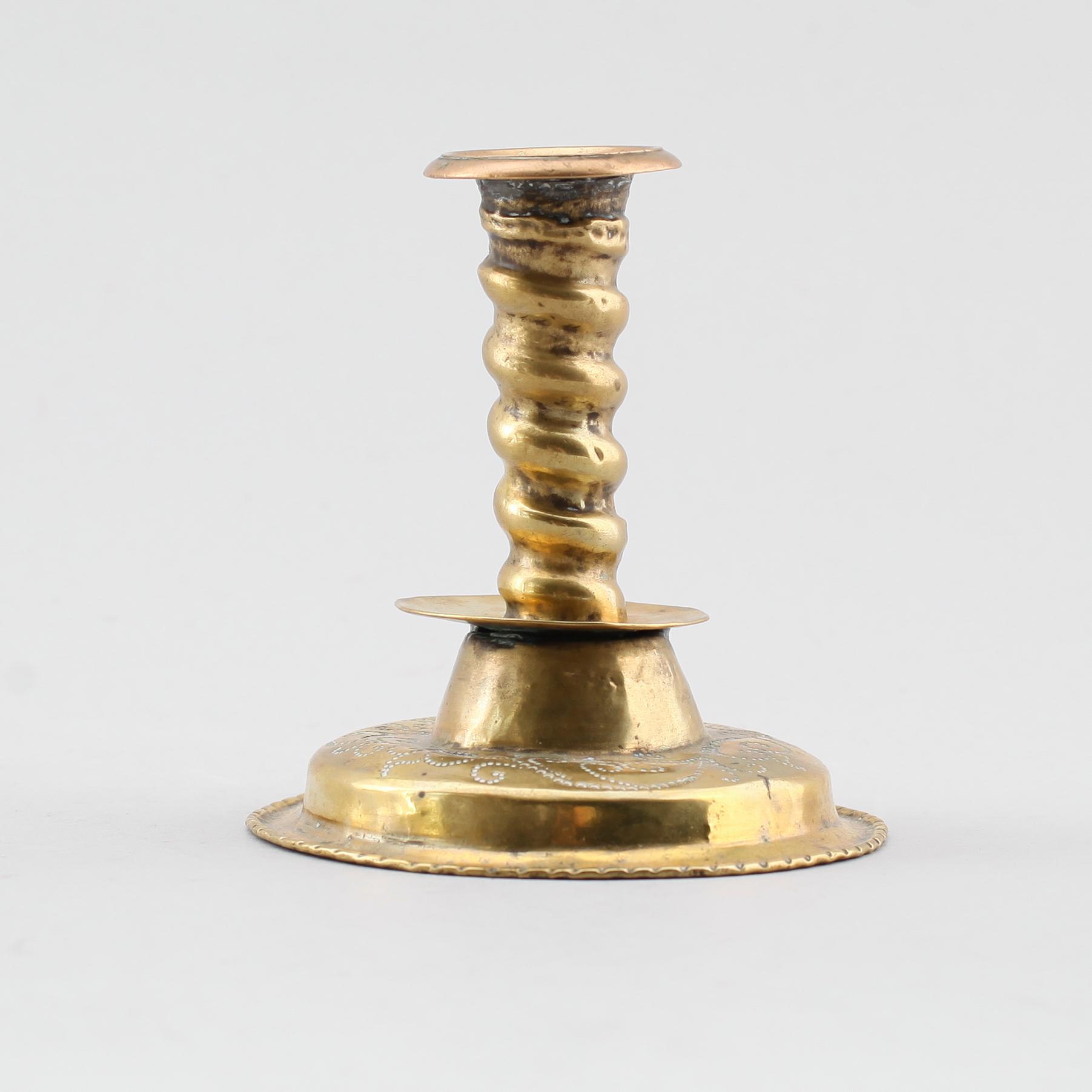 LJUSSTAKE, mässing, 1700-tal.