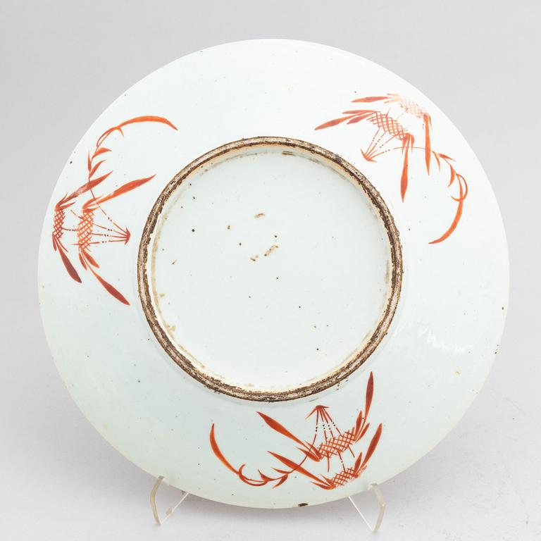 A Chinese iron red dish, Qing dynasty, late 19th century.
