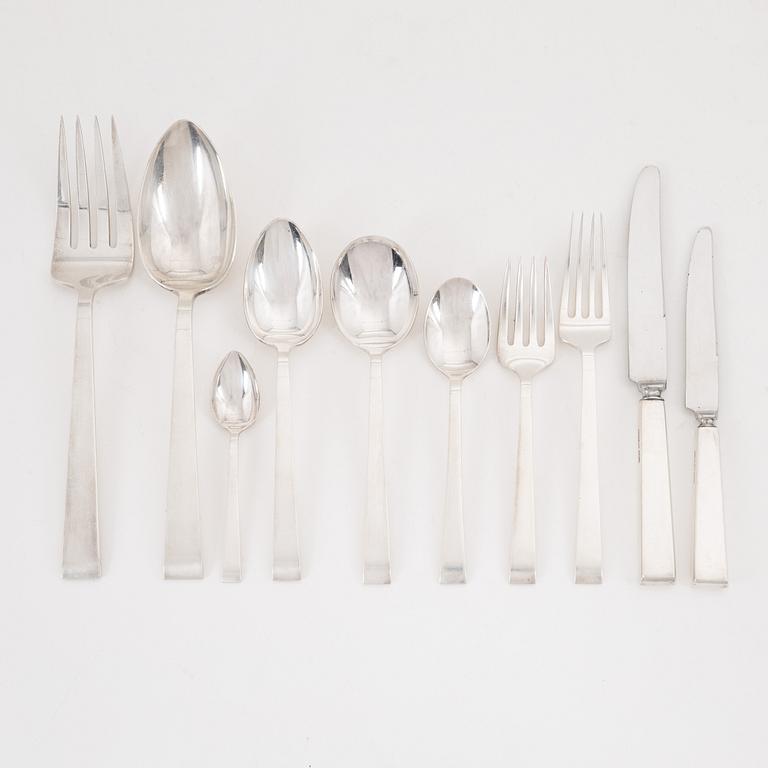 A Japanese sterling silver cutlery, mark of K. Uyeda, 20th century (98 pieces).