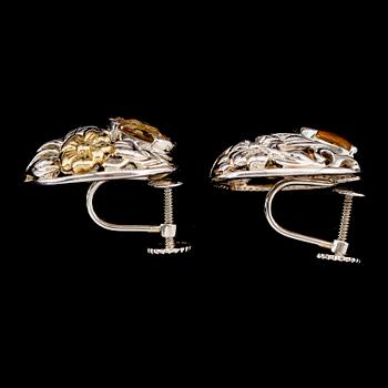 ÖRHÄNGEN, 1 par, 18 k vitguld, sterlingsilver, citriner tot ca 2.50 ct.