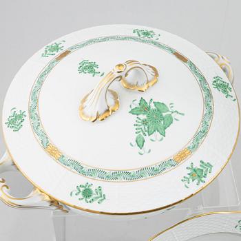 A 48-piece "Green Apponyi" dinner service, Herend, Hungary.