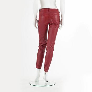 ESCADA a pair of red leather trousers, size 36.