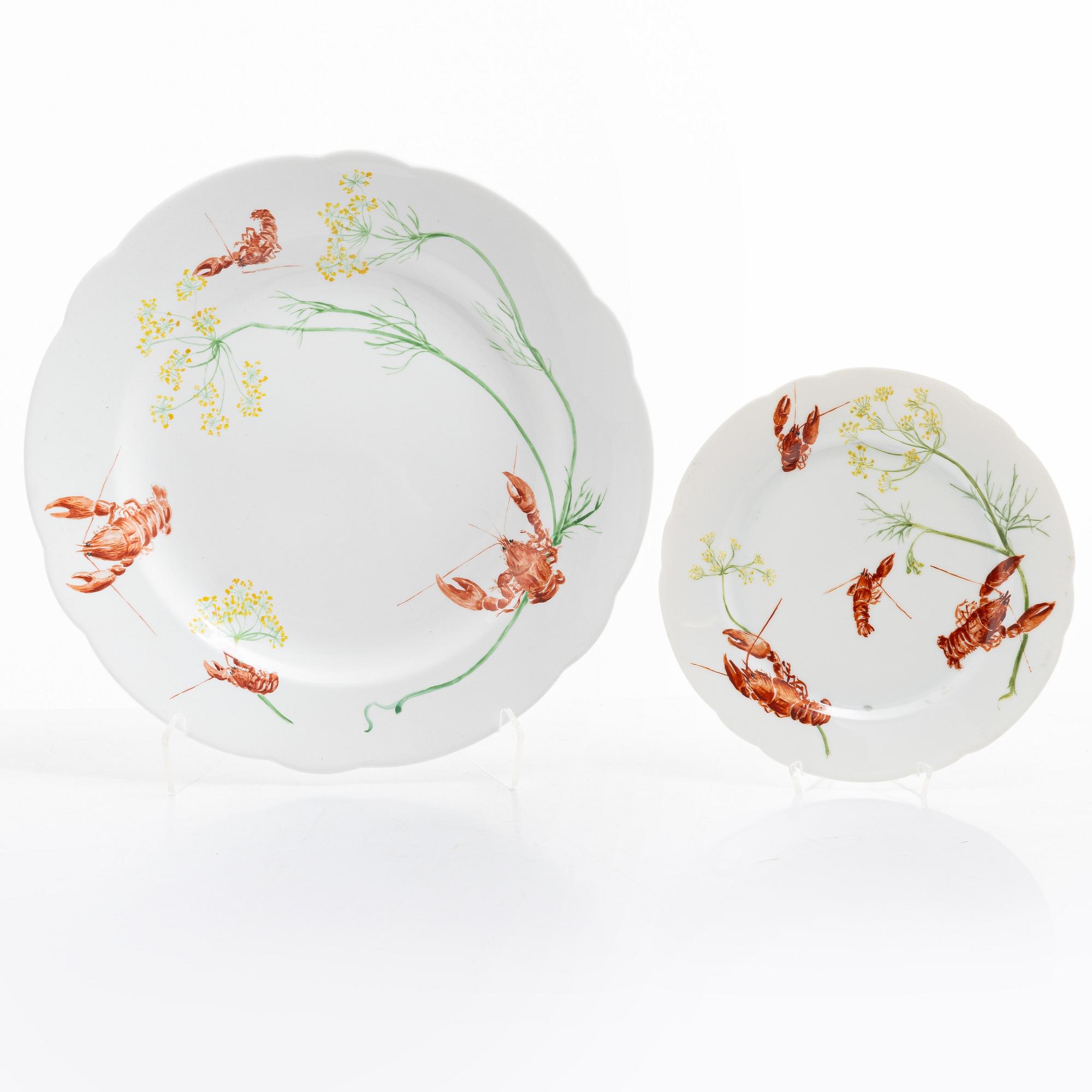 An eleven-piece crayfish service, early 20th century.