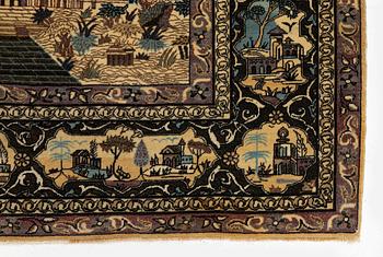 An antique Keshan 'Dabir' rug, Central Persia, c. 128 x 109 cm.