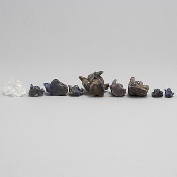 Nine Chinese figures, lapis lazuli and rock chrystal, modern production.