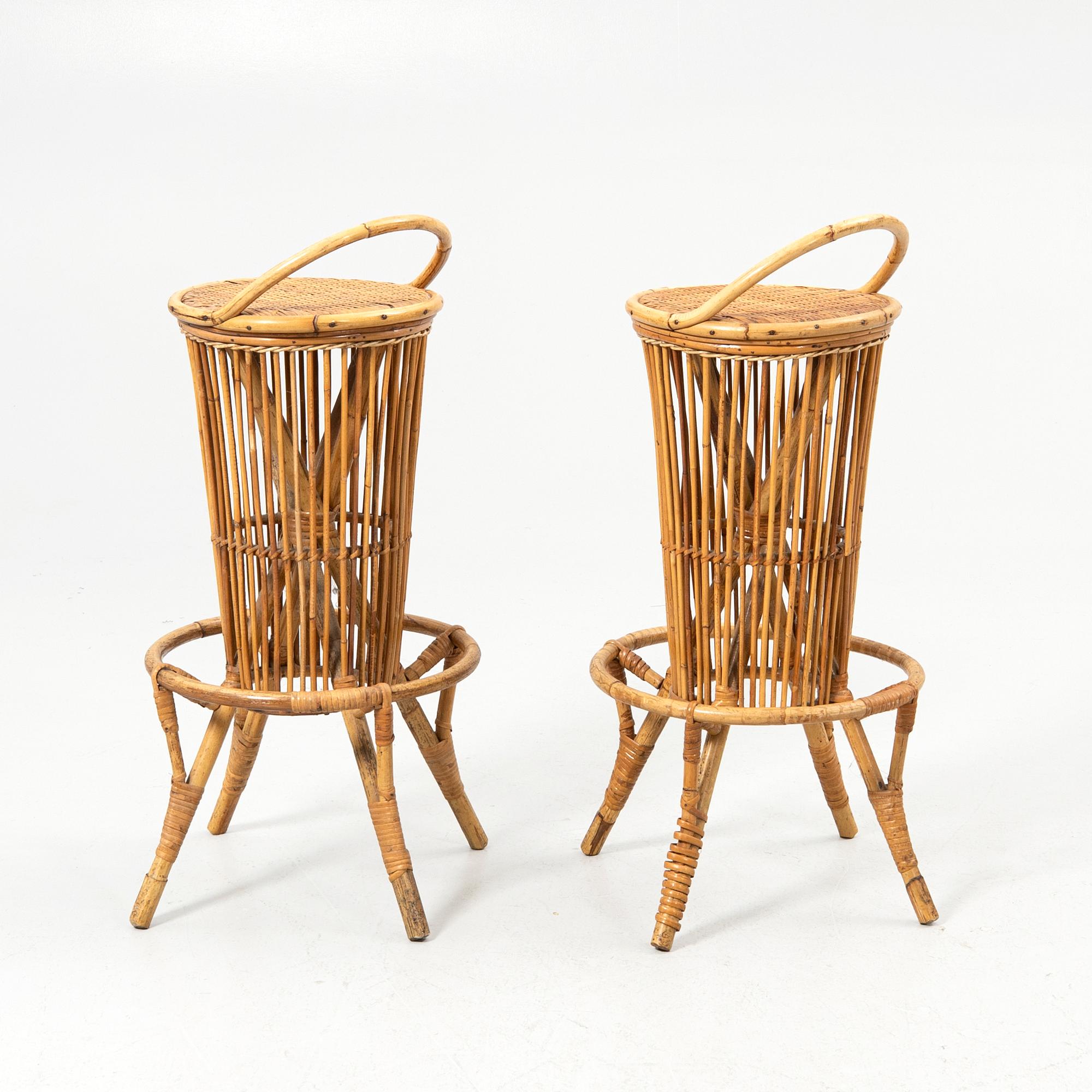 Bar stools, a pair, Colonial style, 20th century.