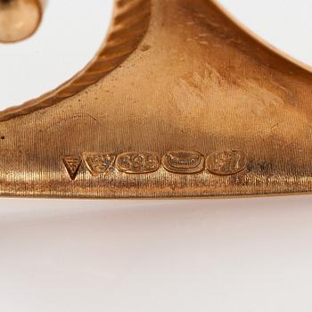 Brosch, odlad pärla, 14K guld, Tillander, Helsingfors 1959.