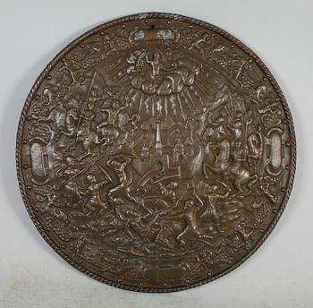 SKÖLD, gjutjärn, sent 1800-tal.