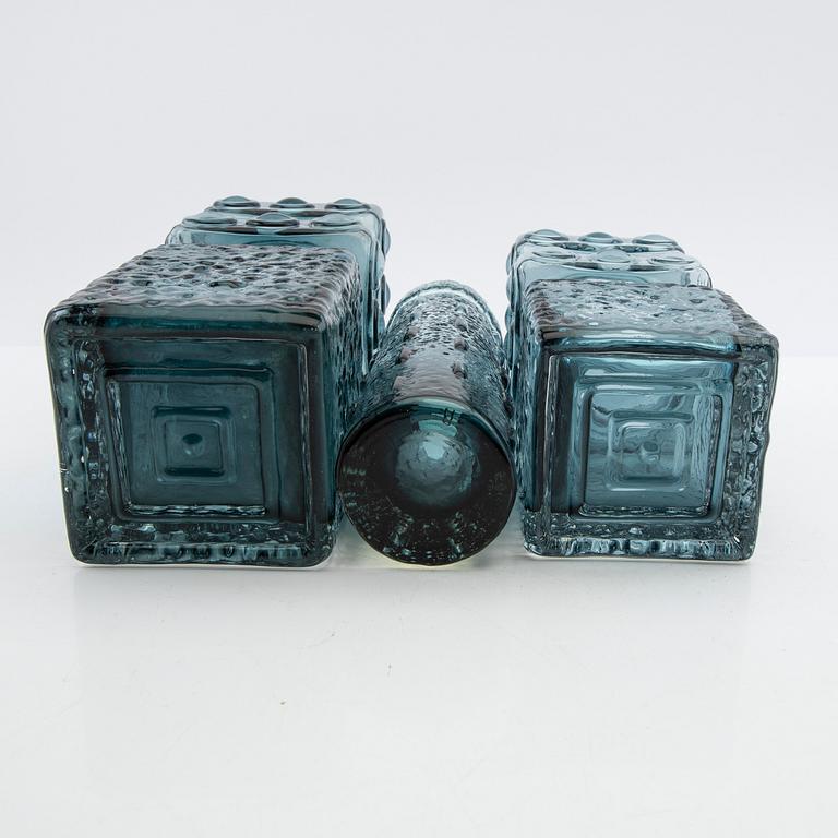 Tamara Aladin, vases, 3 pcs, glass, "Kehrä", Riihimäen Lasi, Finland, 1960s/70s.