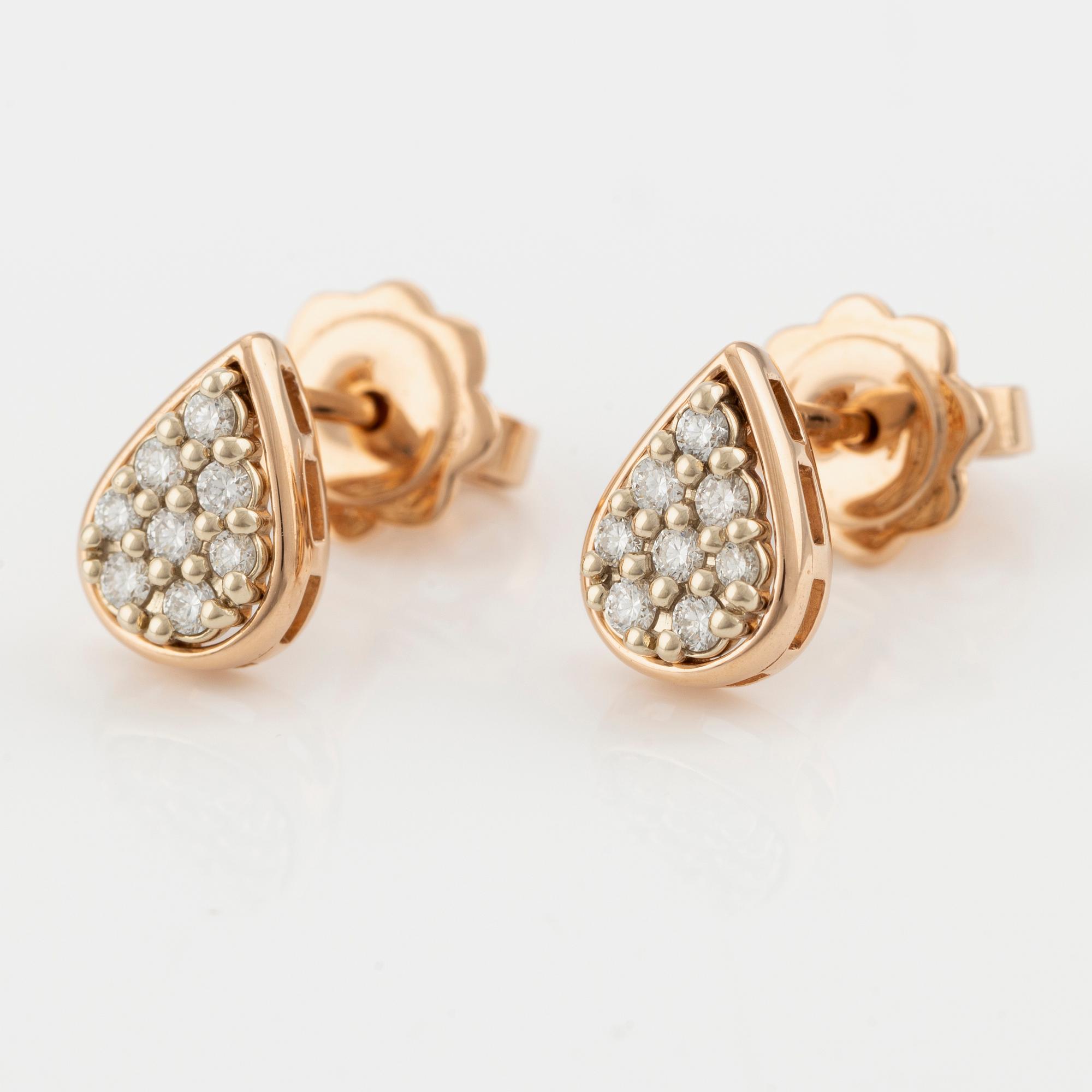 Drop-shaped earrings with brilliant-cut diamonds.