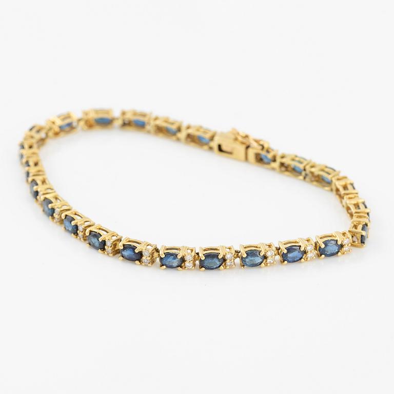 Armband, 18K guld med safirer och briljantslipade diamanter.