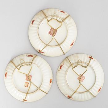 Three porcelain ladle dishes, China, Qing dynasty, late 19th century.