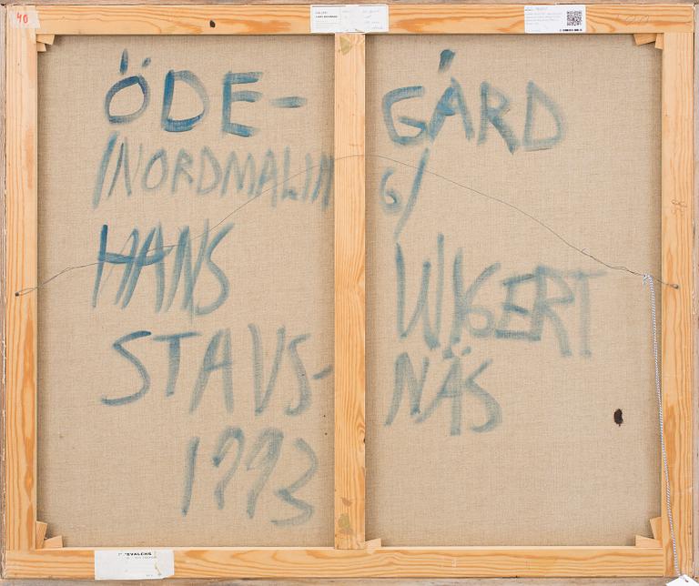 HANS WIGERT, oil on canvas, signed Hans Wigert and dated Stavsnäs 1993 on the reverse.