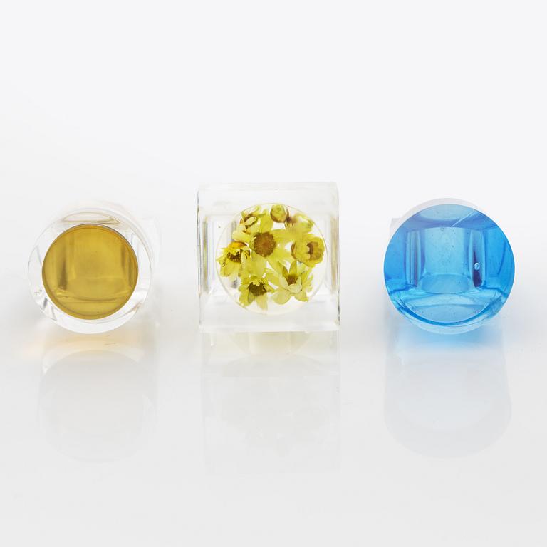 Siv Lagerström, three acrylic rings, 1970s.