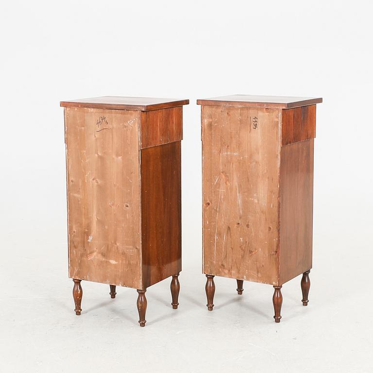 A pair of walnut Louis XVI style bedside tables first half of the 20th century.