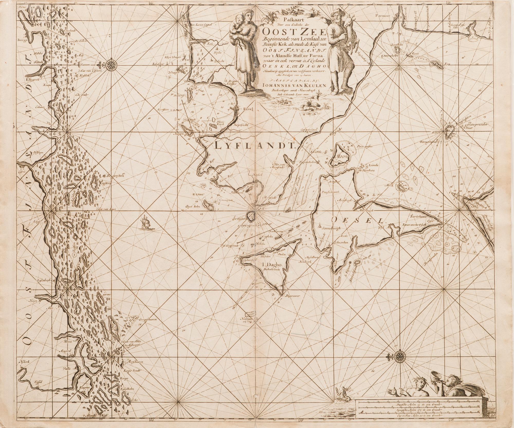 KARTTA, kuparipiirros, Johannes van Keulen, 1680-luku.