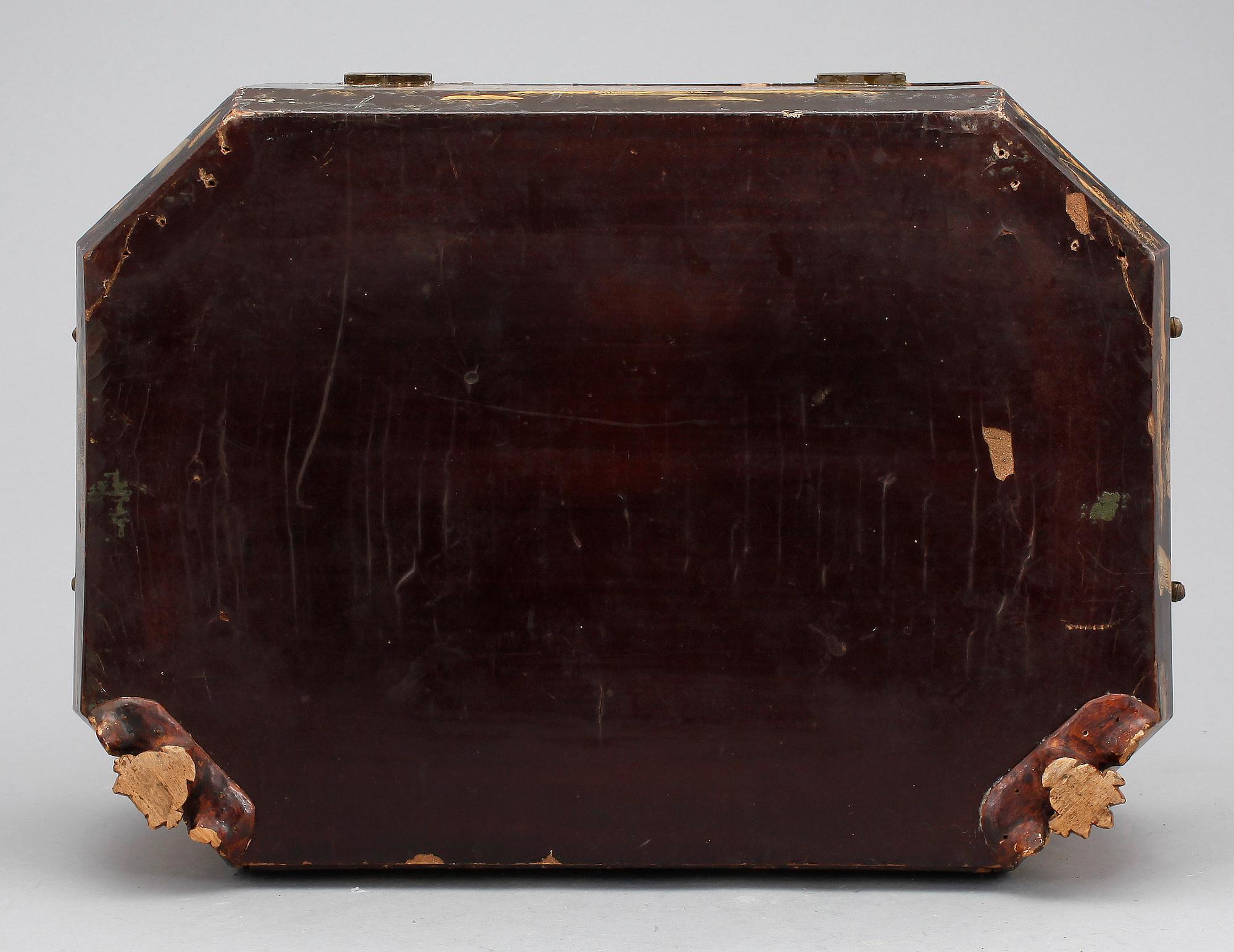 SCHATULL, lackerat trä. Qing dynastin, 1800-tal.