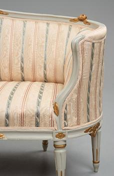 A Gustavian carved sofa by J. Malmsten (master in Stockholm 1780-1788).