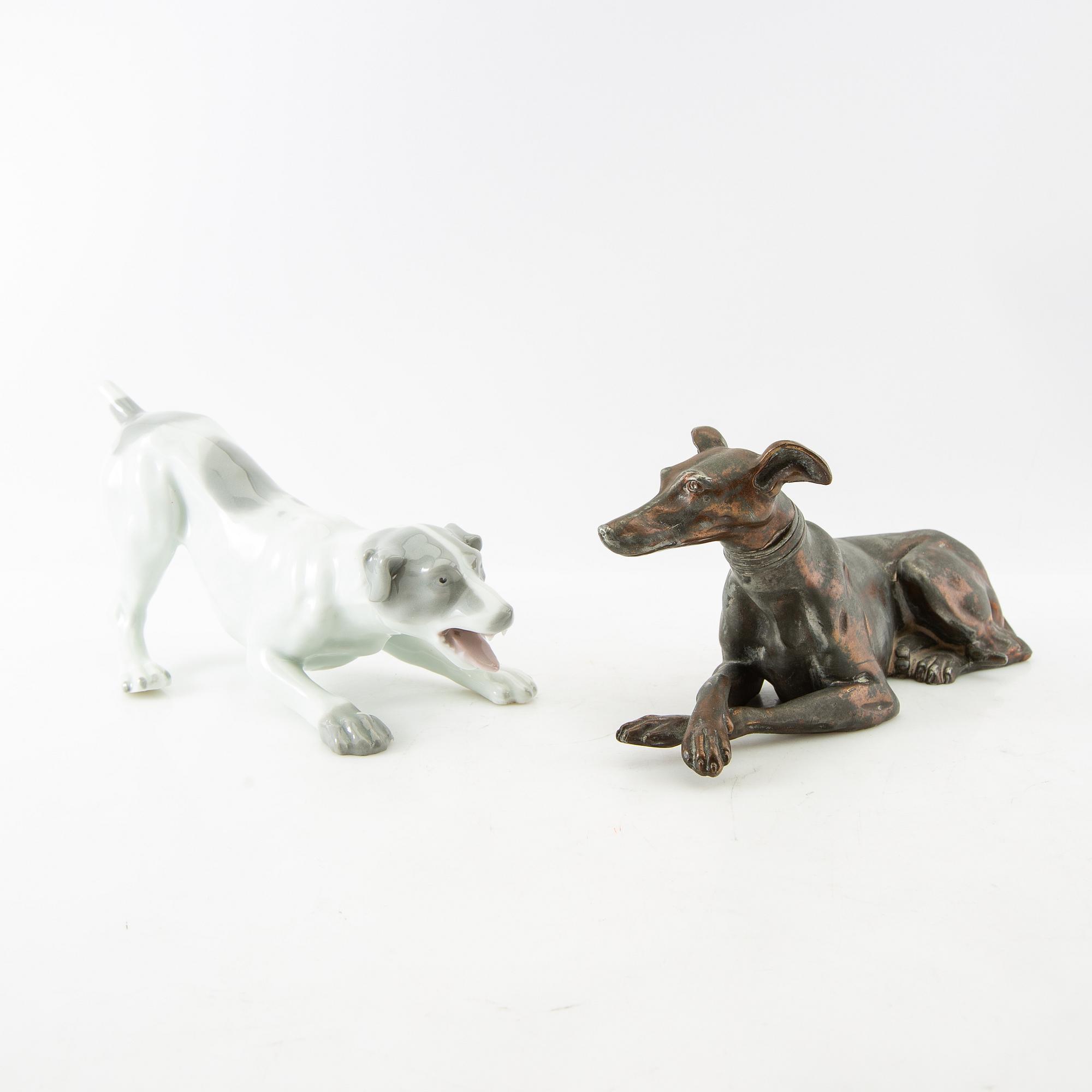 Figurines 9 pcs 20th century porcelain and metal.