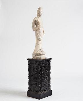 A white stone scultpure of Guanyin, China, presumably early 20th Century.