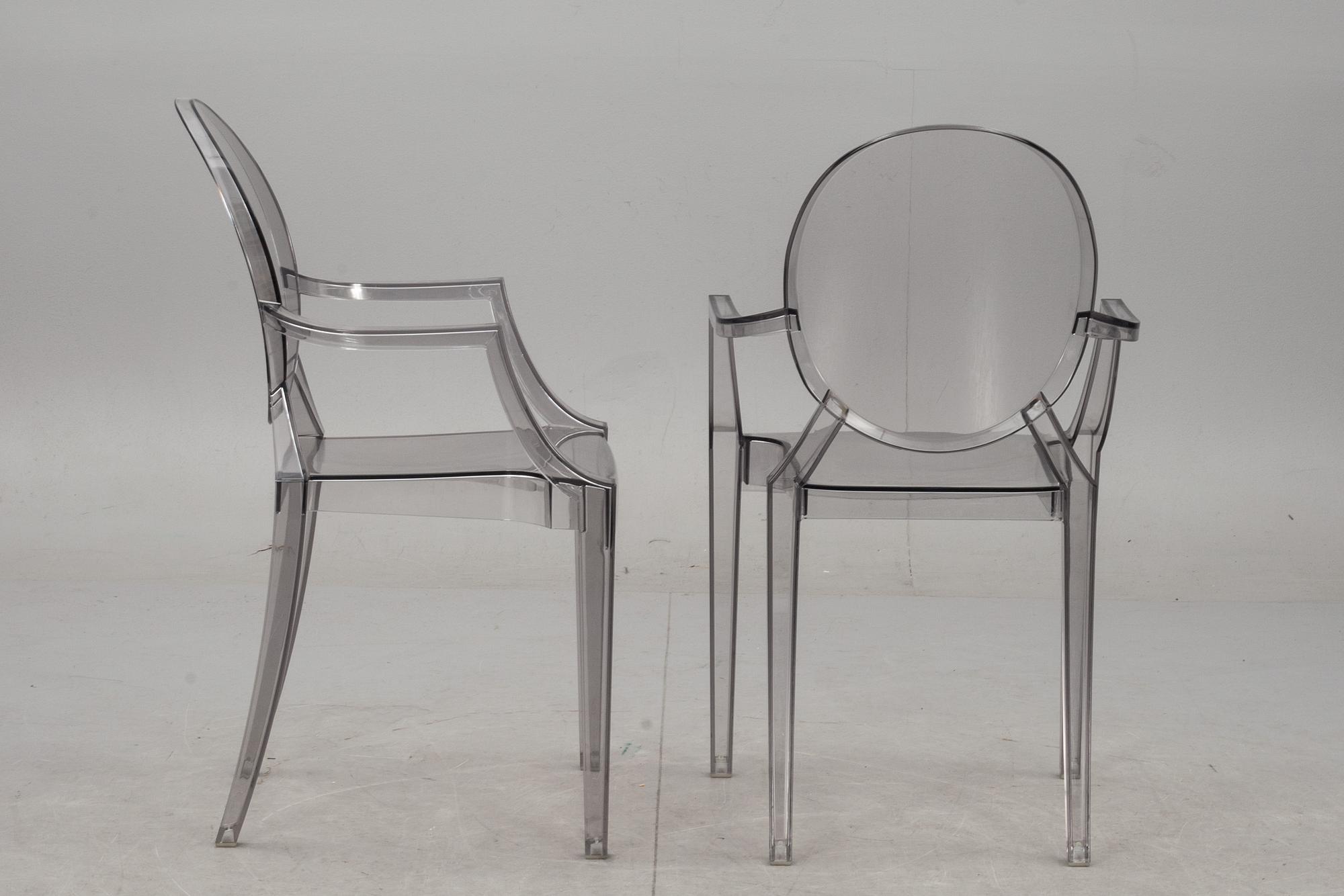 KARMSTOLAR, ett par, "Louis Ghost", Philippe Starck för Kartell.