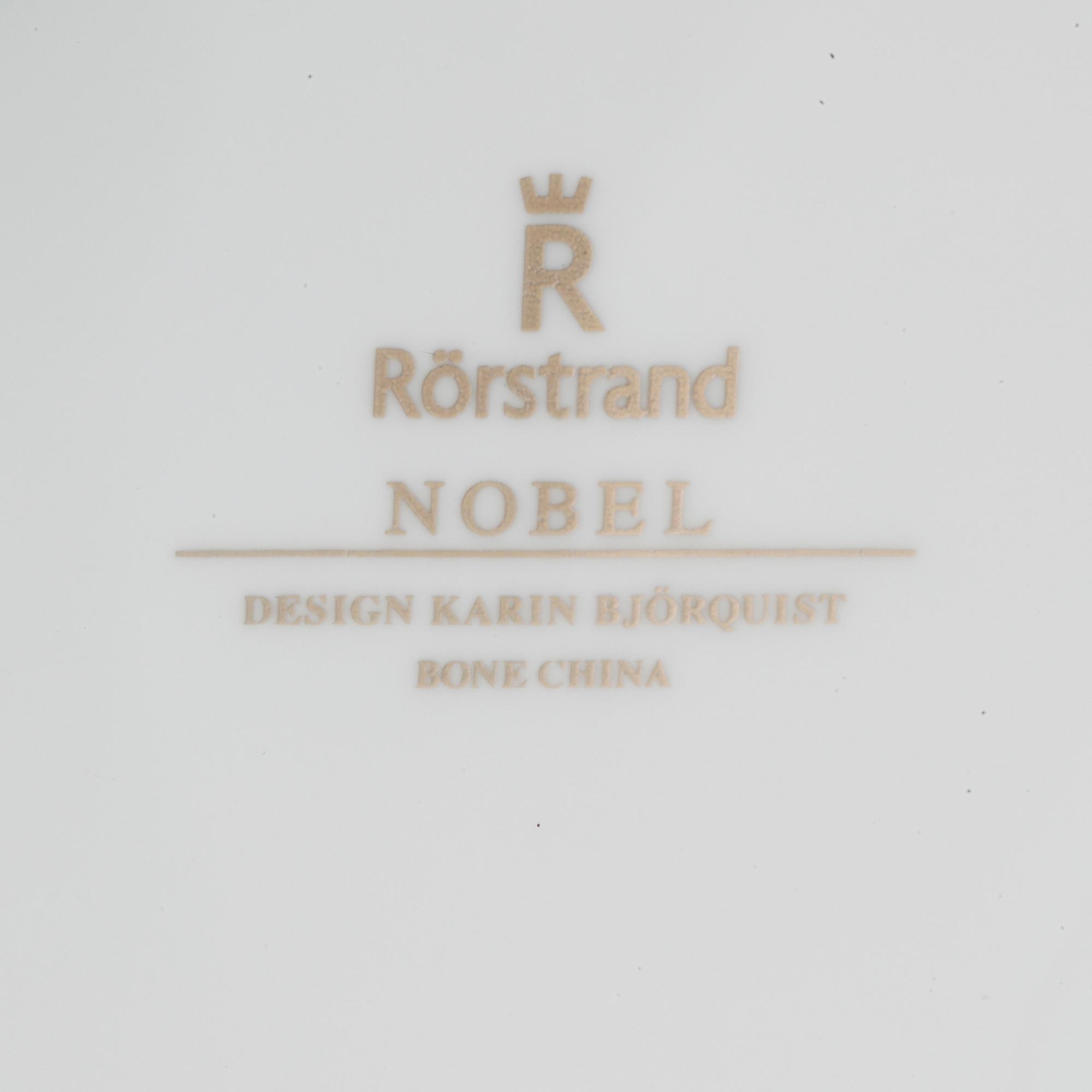 TALLRIKAR, 9 st, porslin, "Nobelservisen", Karin Björquist, Rörstrand.