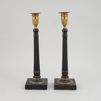 A pair of candlesticks, late Gustavian, early 19th century.