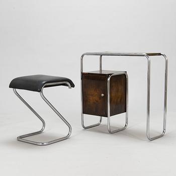 Kampauspöytä ja tuoli, funkkis, 1900-luvun puoliväli.