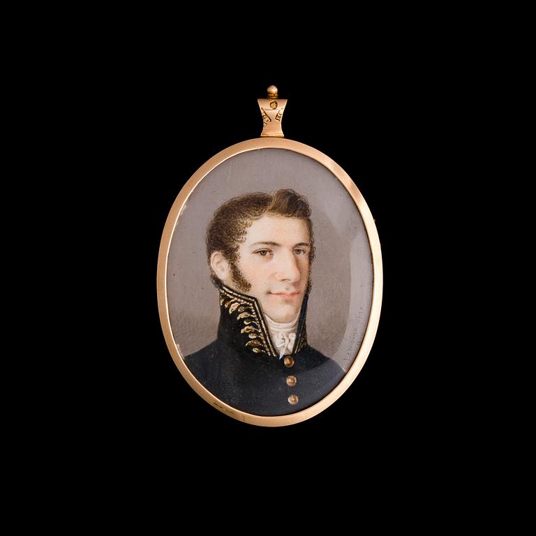 ERIK LE MOINE, miniatyyri kultakehyksessä, signerattu pinx 1813.