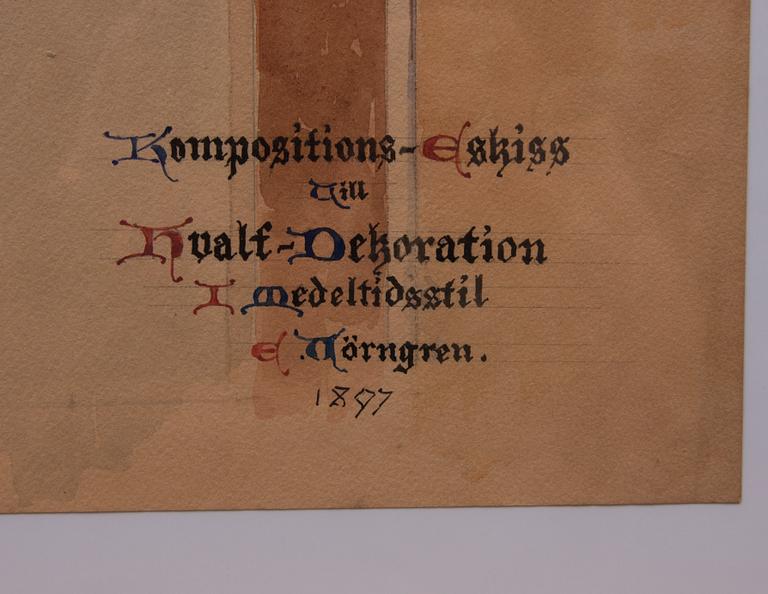 TECKNINGAR, 3 ST, tusch, akvarell och blyerts, Sverige, 1800-tal.