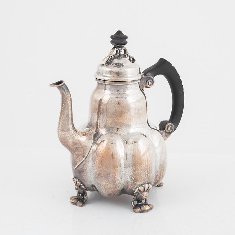 A German Silver Coffee Pot, first half of the 20th Century, Swedish import mark.