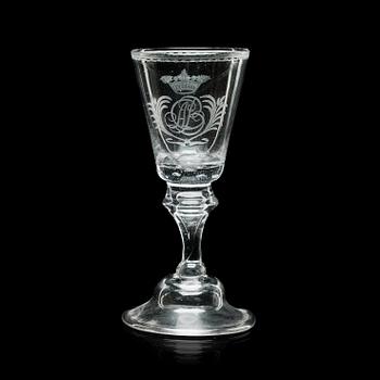 707. An engraved goblet, 18th Century.