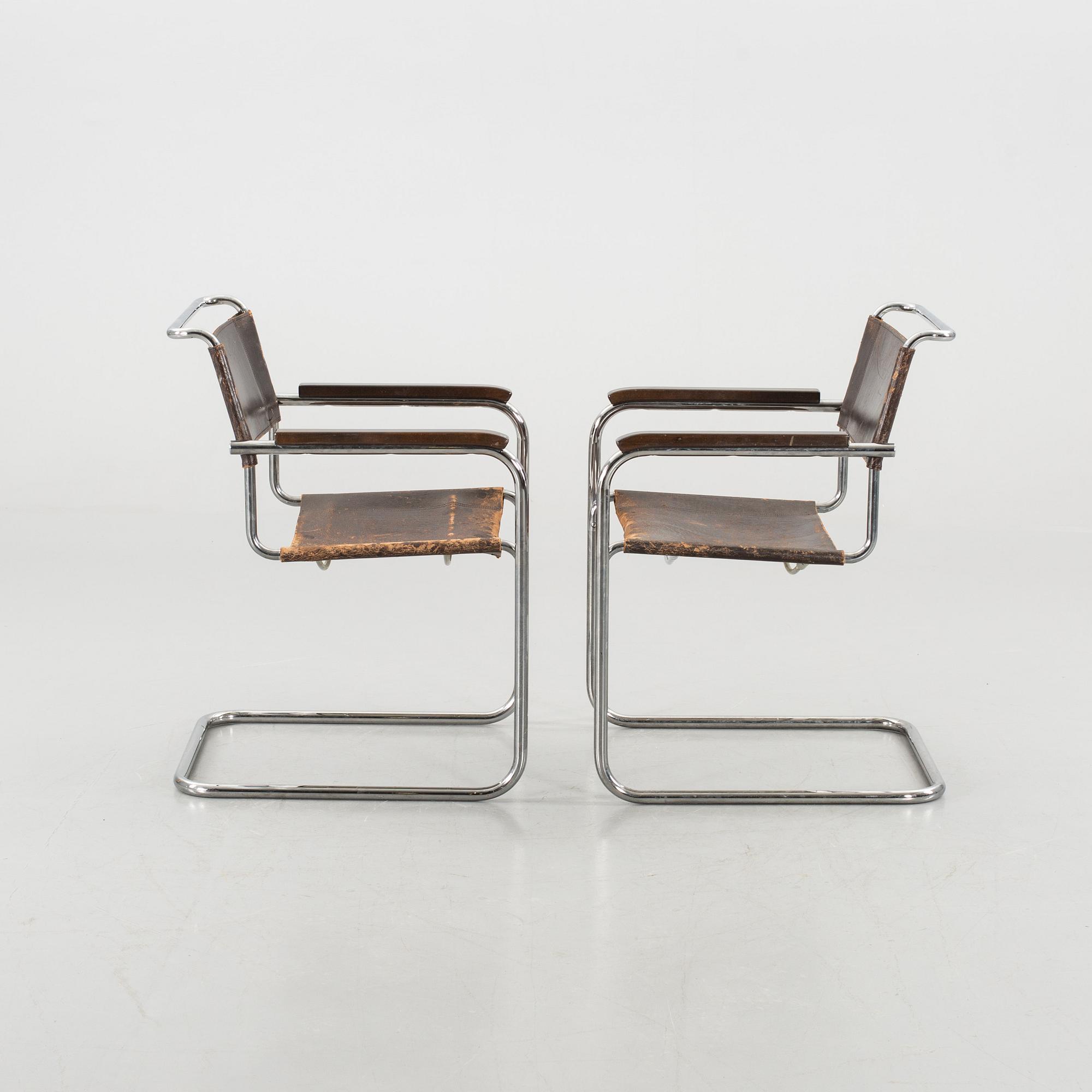 MARCEL BREUER, a pair of "B34" Thonet armchair.