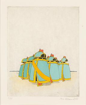 STEN EKLUND, etching, hand coloured, 1981, signed 12/30.