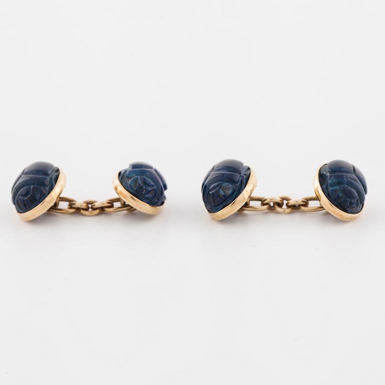 MANSCHETTKNAPPAR, med skuren Lapis Lazuli.