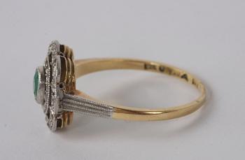 RING, guld, smaragd och rosenstenar, Hugo Strömdahl, Stockholm 1940.